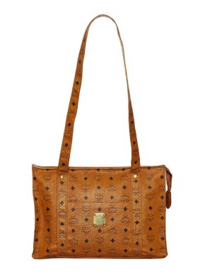 MCM Cognac Visetos Leather East-West Tote Bag