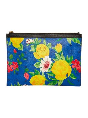 MCM Blue Floral Leather Paradiso Clutch Bag