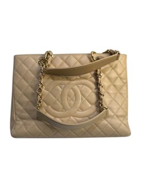 Chanel Nude-Beige Caviar Quilted GST Tote Bag