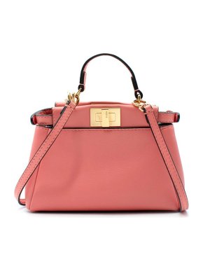 Fendi Coral-Pink Leather Mini Pocket Peekaboo Bag