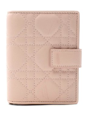 Dior Light Pink Cannage Leather Compact Wallet