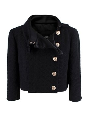 Chanel Black Boucle Tweed Cropped Jacket