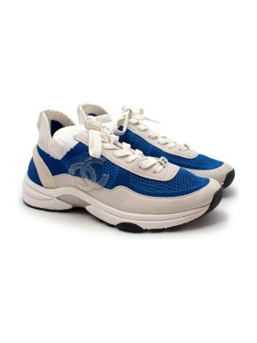 Chanel Electric Blue Fly Knit Sneakers