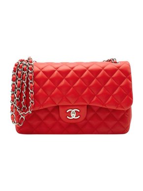 Chanel Red Quilted Leather Jumbo Double Flap Bag