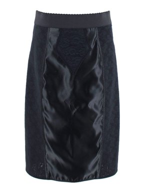 Dolce & Gabbana Black Stretch-Satin & Lace Pencil Skirt