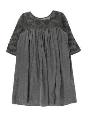 Bonpoint Kids 8Y Grey Wool Flannel & Lace Dress