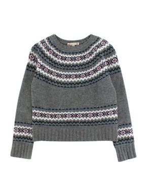 Bonpoint Grey Fairisle Crystal Embellished Jumper