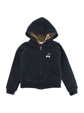 Bonpoint Charcoal Cotton Jersey Faux-Fur Lined Hoodie