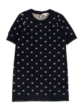 Bonpoint Navy Intarsia Polka Dot Sweater Dress