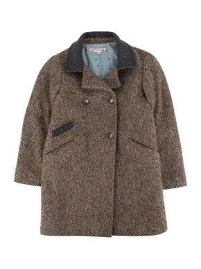 Bonpoint Orange & Blue Tweed Coat