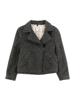 Bonpoint Grey Herringbone Tweed Jacket