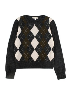 Bonpoint Grey Argyle Wool Jumper
