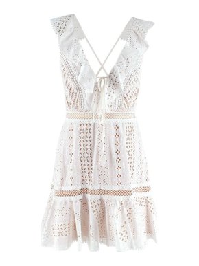 Martha Medieros White Broderie Anglaise Short Dress
