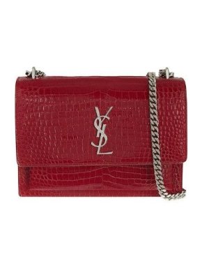 Saint Laurent Monogram Sunset medium crocodile-embossed leather shoulder bag