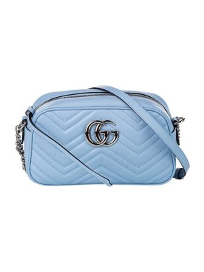 Gucci Pale Blue Leather GG Marmont Crossbody Bag