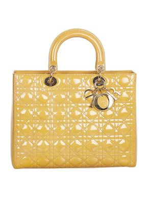 Yellow Patent Cannage Lady Dior Bag
