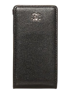 Chanel Black Caviar Leather CC iPhone Case