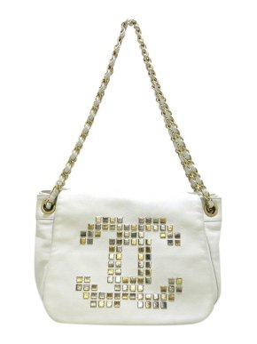 Chanel White Leather CC Accordion Bag