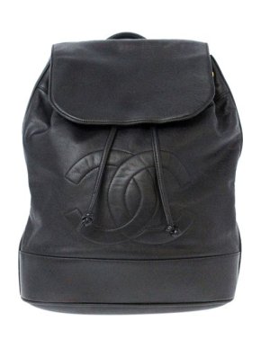 Chanel Black Leather Quilted CC Backpack