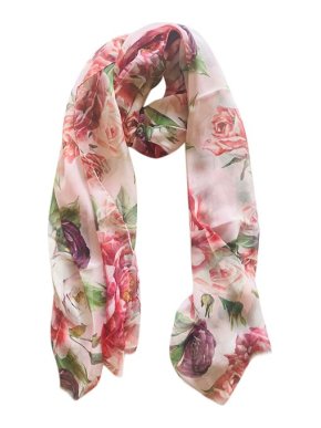 Dolce & Gabbana Pink Peony Rose Silk Shawl