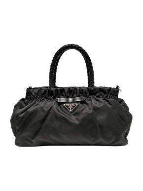 Prada Nylon Ruched Tote Bag