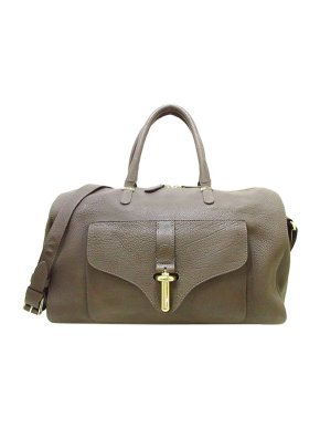 Balenciaga Taupe Leather Boston Bag