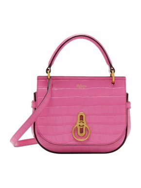 Mulberry Pink Amberley Croc Embossed Leather Satchel