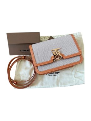 Burberry Orange & White Small TB Shoulder Bag