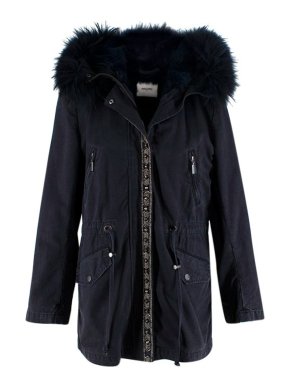 Max & Moi Navy Blue Fur Trimmed Parka