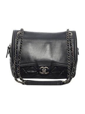 Chanel In The Mix Zip Black Leather Shoulder Bag
