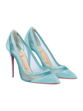 Christian Louboutin Blue Galativi Mesh 100mm Pumps