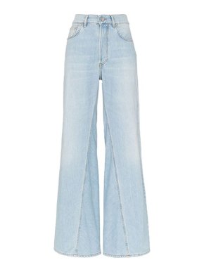 Ganni Sheldon Bleached-Wash Wide Leg Jeans