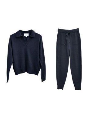 Black Merino Wool-Cashmere Blend Nanette Jumper & Joggers