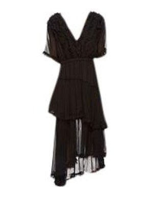 The Kooples Black Silk Muslin Ruffled Dress