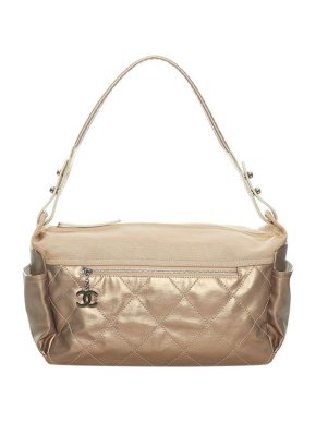Chanel Paris Biarritz Metallic Gold Leather Quilted Bag