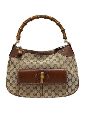 Gucci GG Monogram Canvas Bamboo Hobo Bag