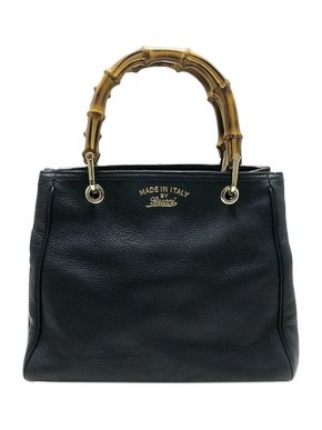 Gucci Black Leather Bamboo Handle Bag