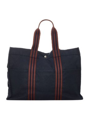 Hermes Vintage Blue Canvas Fourre Tout MM Tote Bag