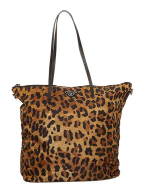 Prada Leopard Print Nylon Tessuto Tote Bag