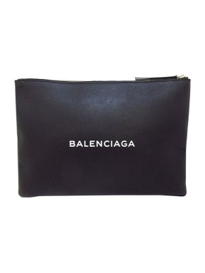 Balenciaga Black Leather Everyday Clutch Bag
