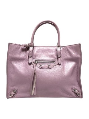 Balenciaga Lilac Cracleque Leather Papier A6 Tote Bag