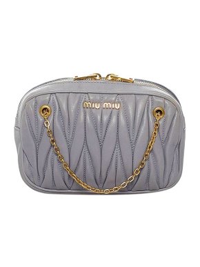 Miu Miu Grey Matelasse Leather Chain Bag