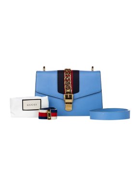 Gucci Cornflower Blue Leather Sylvie Bag