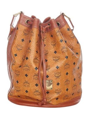 MCM Cognac Visetos Leather Bucket Bag