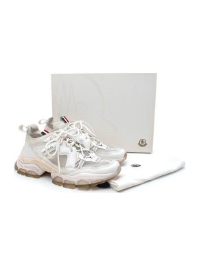Moncler White Mesh & Leather Leave No Trace Mid Sneakers