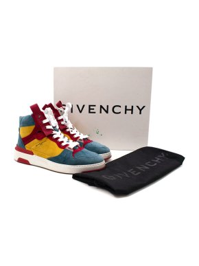 Givenchy Blue & Yellow Ribbed Velvet Three-toned Wing Sneakers