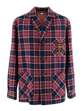 Gucci Check wool jacket with crest