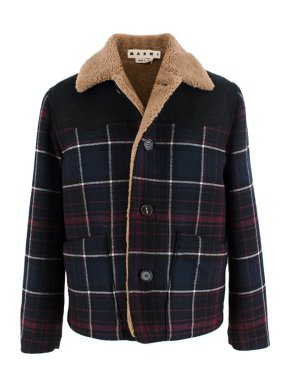 Marni Shearling Lined Check Wool Coat
