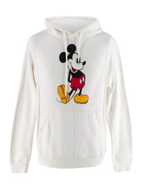 Takahiromiyashita The Soloist. White Disney Mickey Mouse Print Hoodie