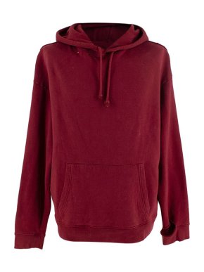 Raf Simons Burgundy Varsity Logo Distressed Hoodie